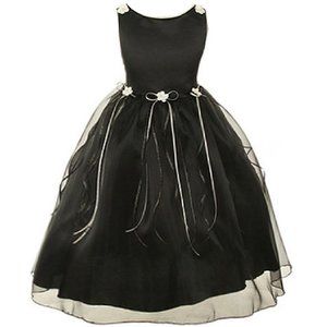 Rosebud Flower Bow Ribbons Little Girl Flower Girls Dresses Kids Toddler Baby